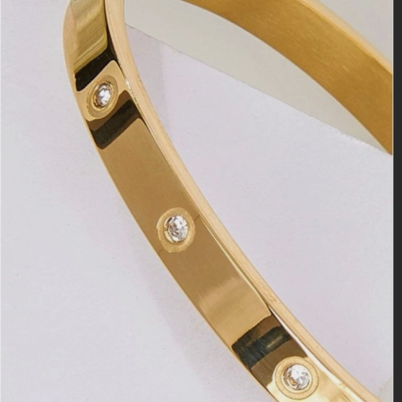 18k Gold Love Bracelet Set In Stone Hinge Bangle - Picture 7 of 8